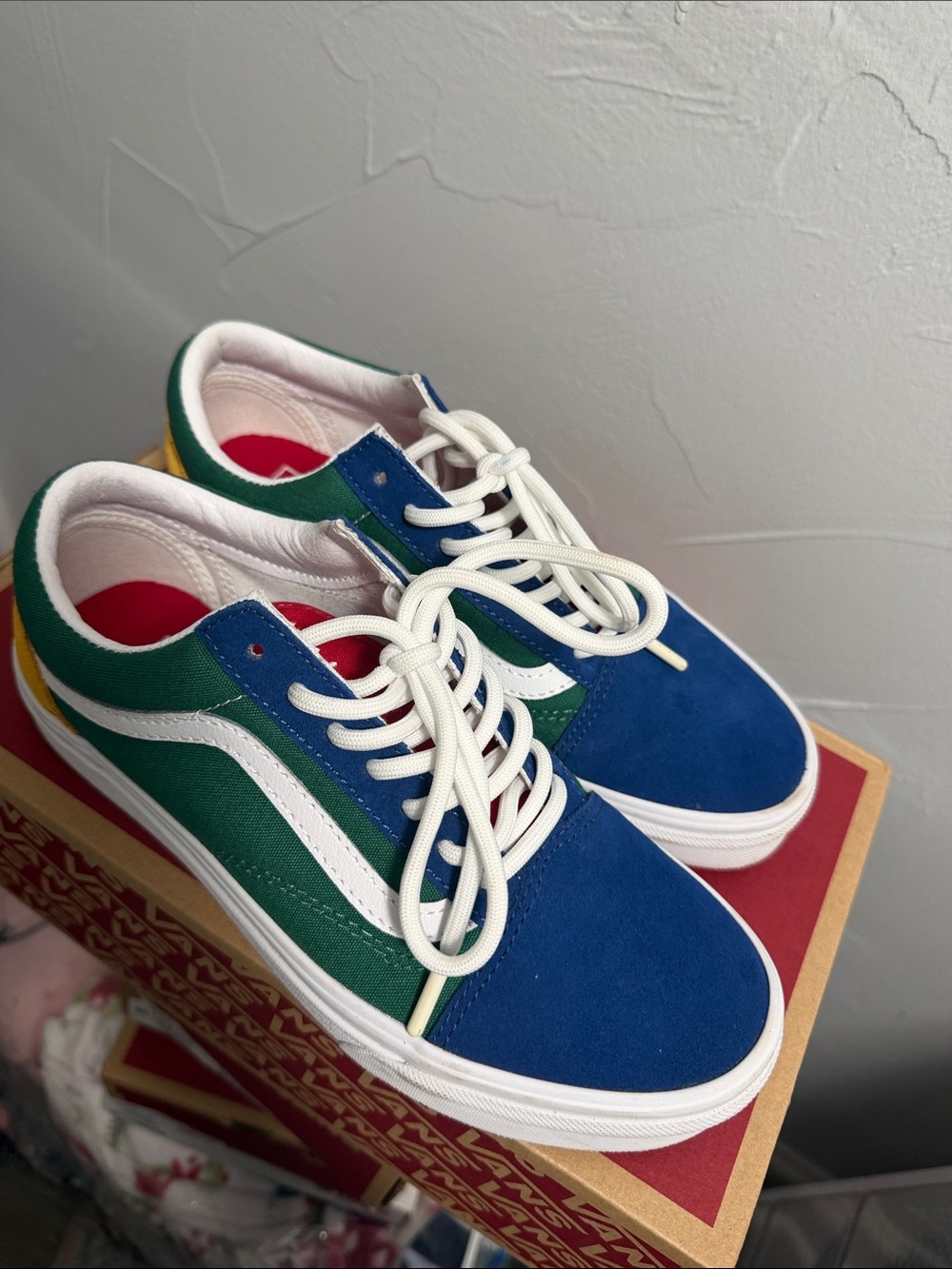Vans Color-Block Blue, Green & Yellow Low-Top Sneakers